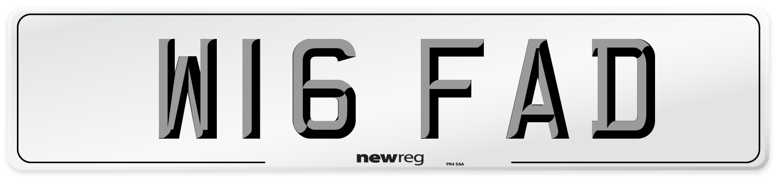 W16 FAD Number Plate from New Reg